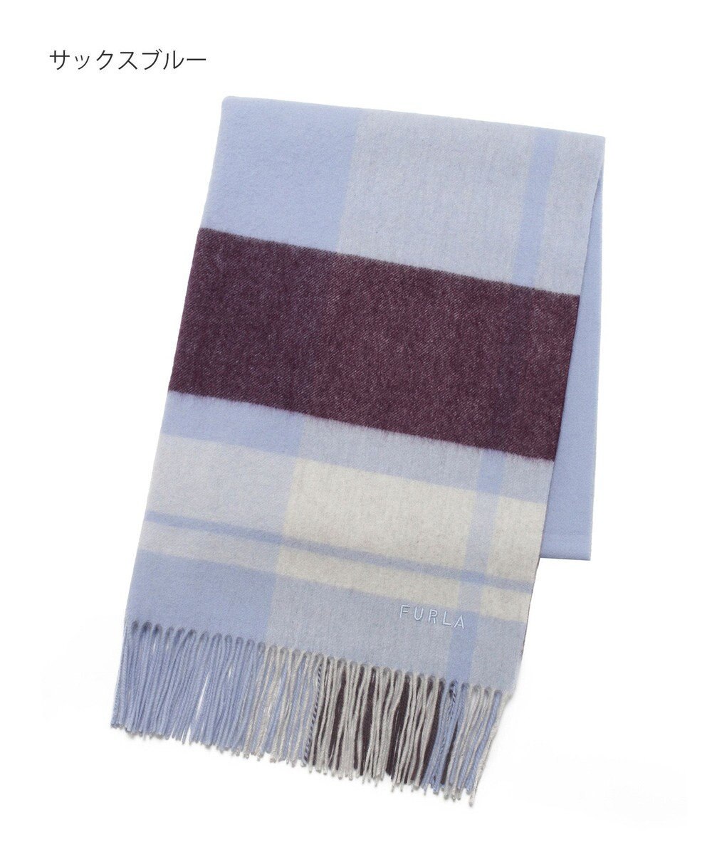 MOONBAT 【洗える】FURLA ウール100%超大判ブロックチェックストールマフラー／幅70cm 
