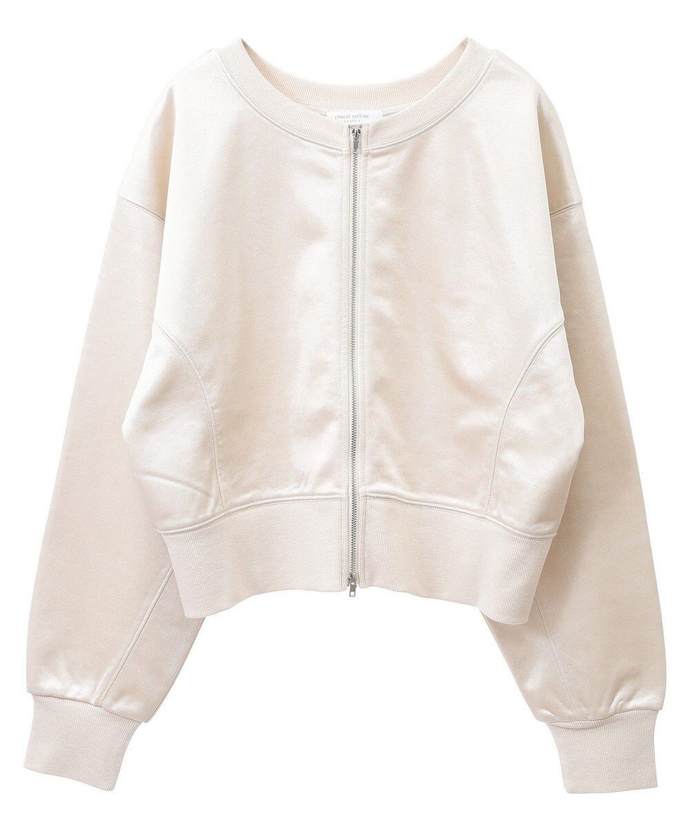 Green Parks サテンボンディングＺｉｐカーディガン 