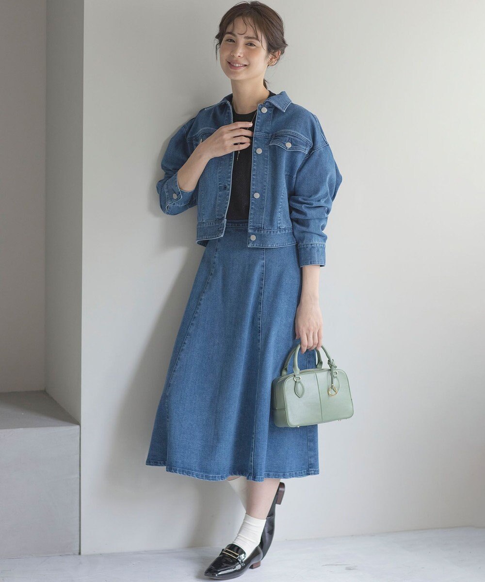 組曲 ライトデニム フレアスカート 