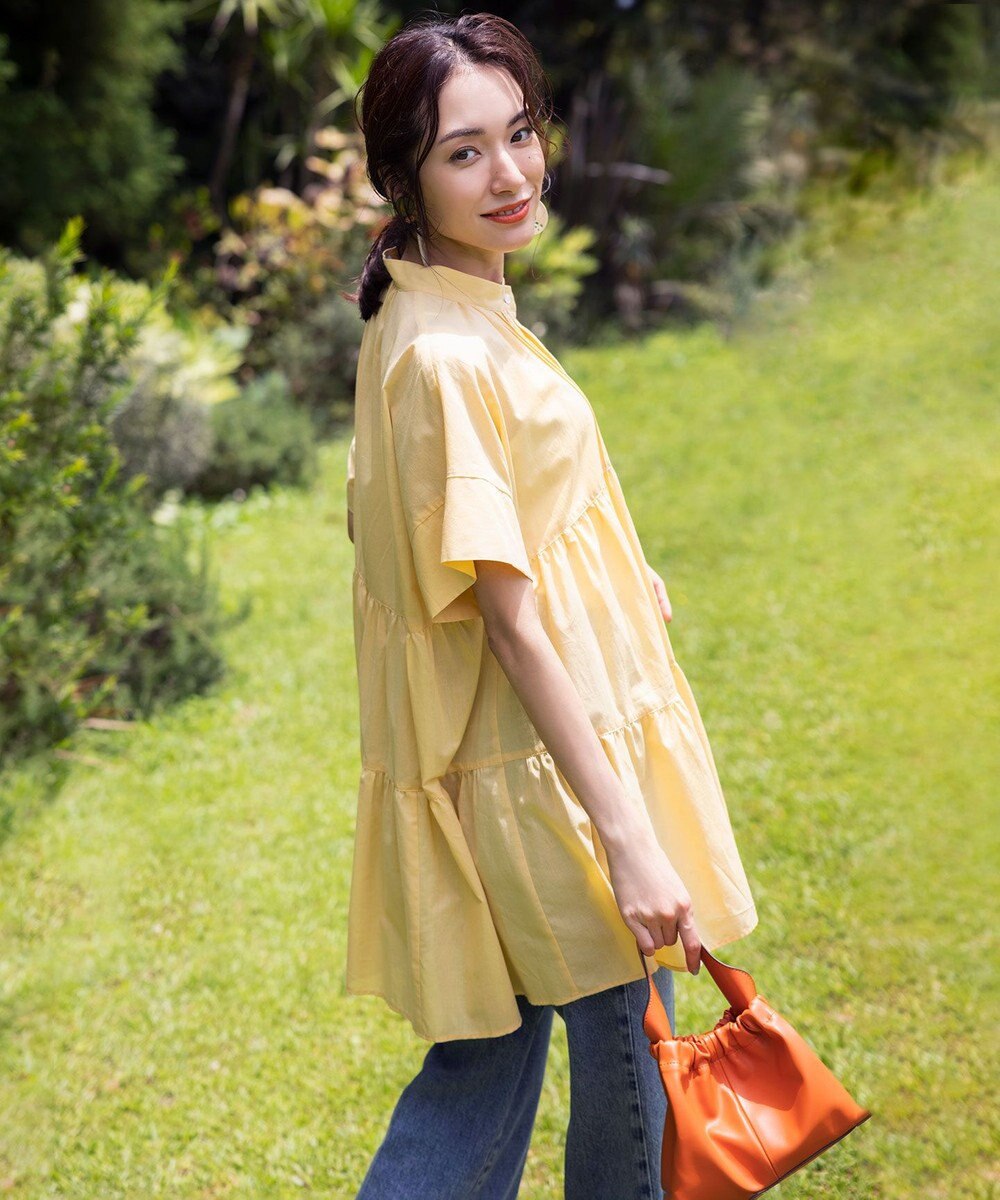 組曲 【洗える】ナチュラルローンギャザーフレア ブラウス 