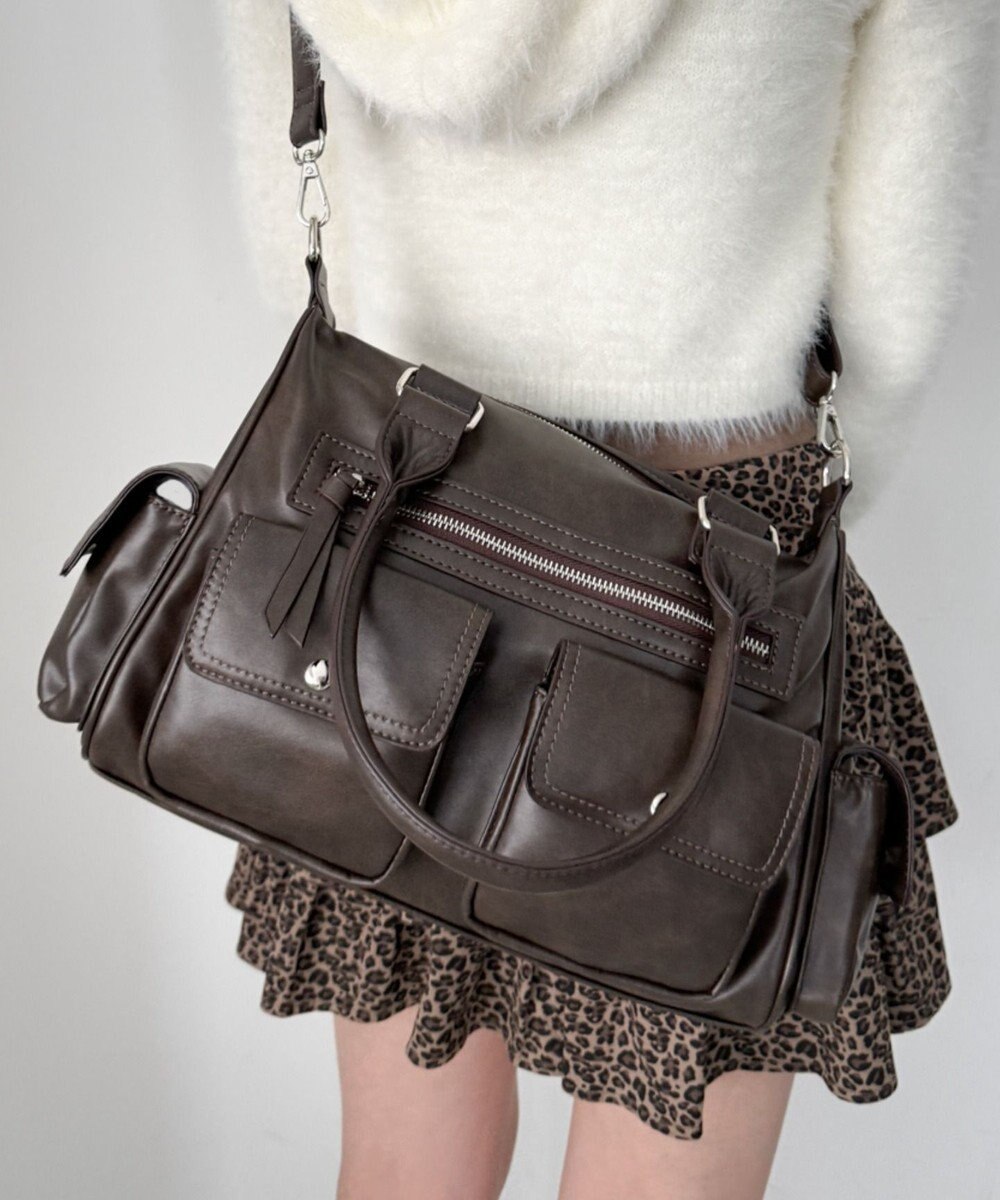 WEGO ポケットデザインボストンショルダー 