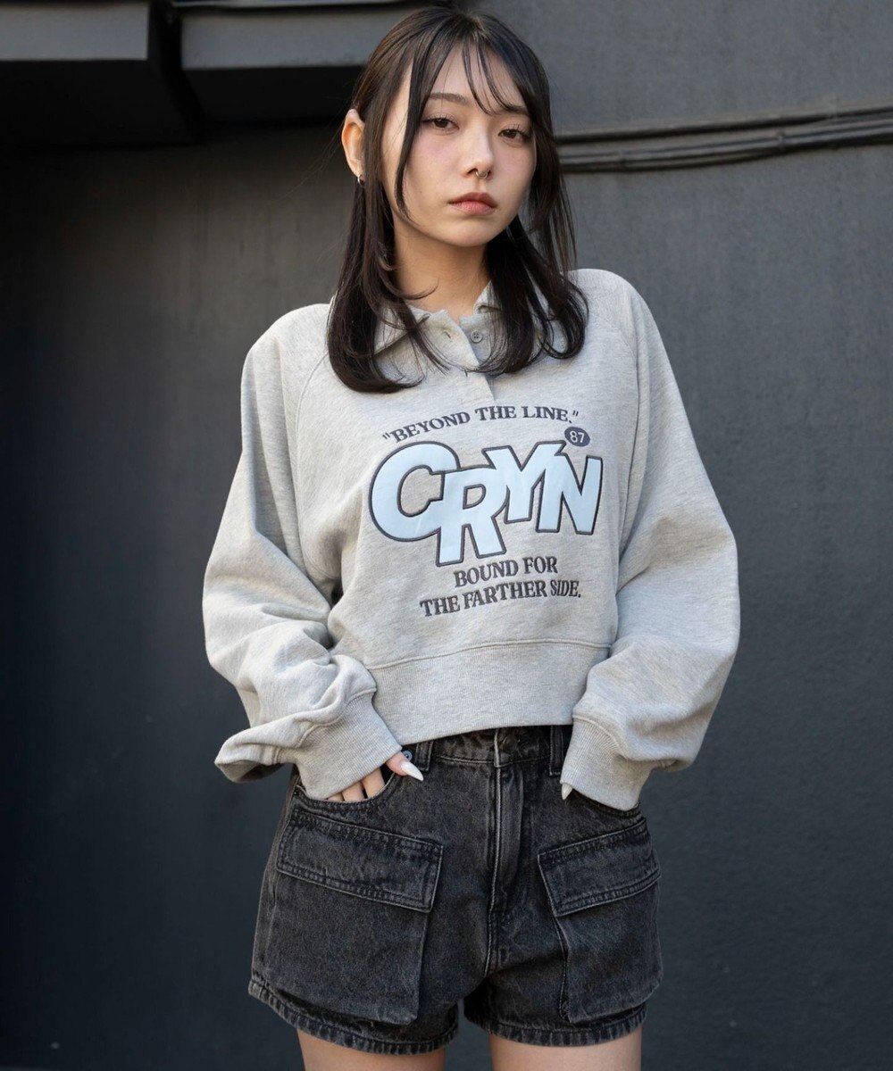 WEGO 襟付きグラフィックショートスウェット 