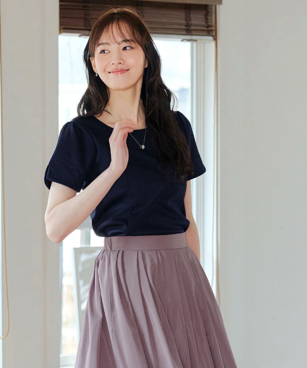 Tiaclasse 【UVカット・吸水速乾】 “きれい見え” パネルラインカットソートップス 