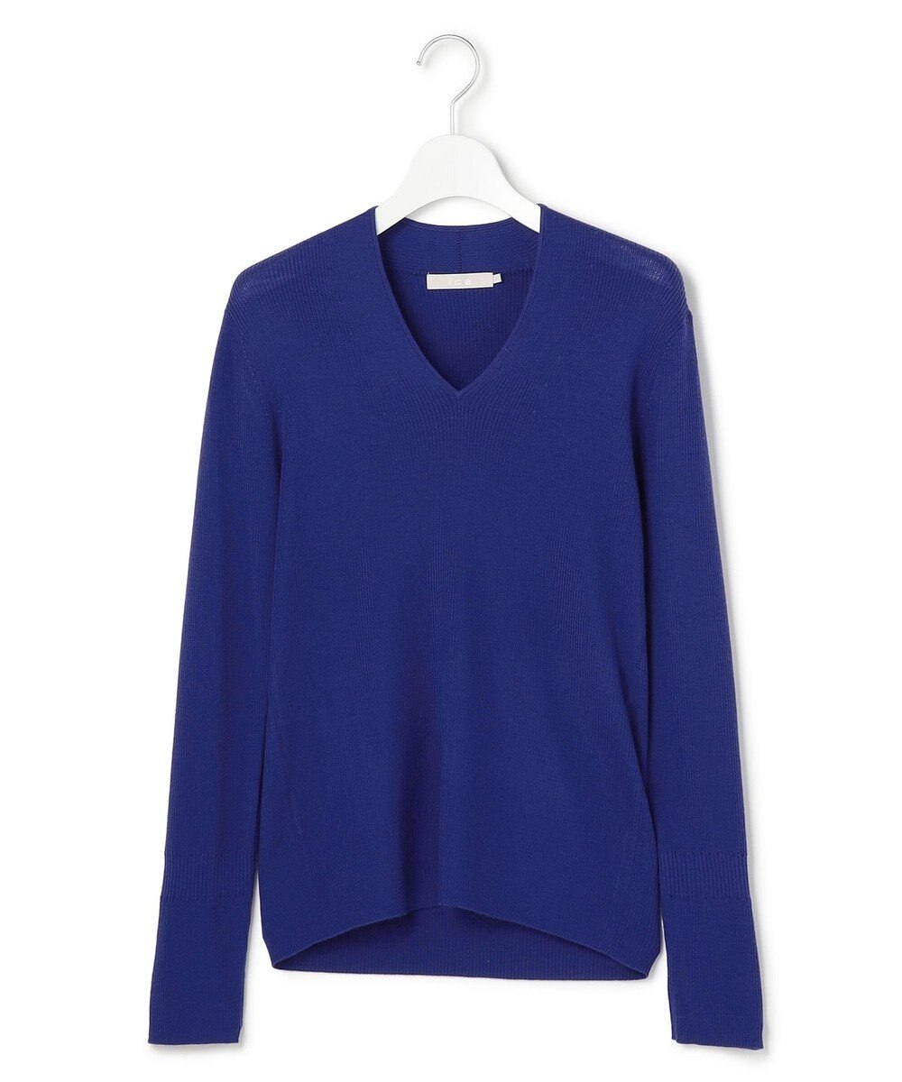 ICB 【新色追加】 エクストラファインメリノリブ Vネックプルオーバー 