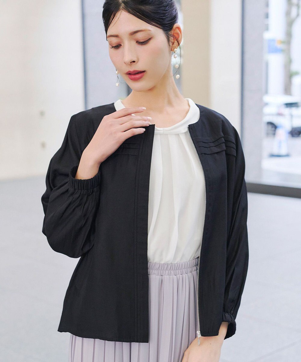 Tiaclasse L 【洗える】リボンカラーパフスリーブブラウス 