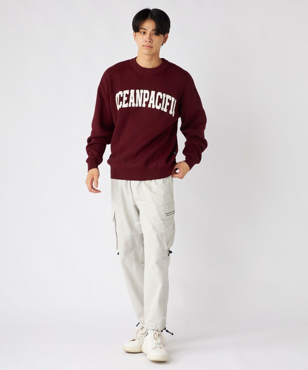 OP／FILA 【ocean pacific】サガラ刺しゅうロゴクルーニット/メンズ 