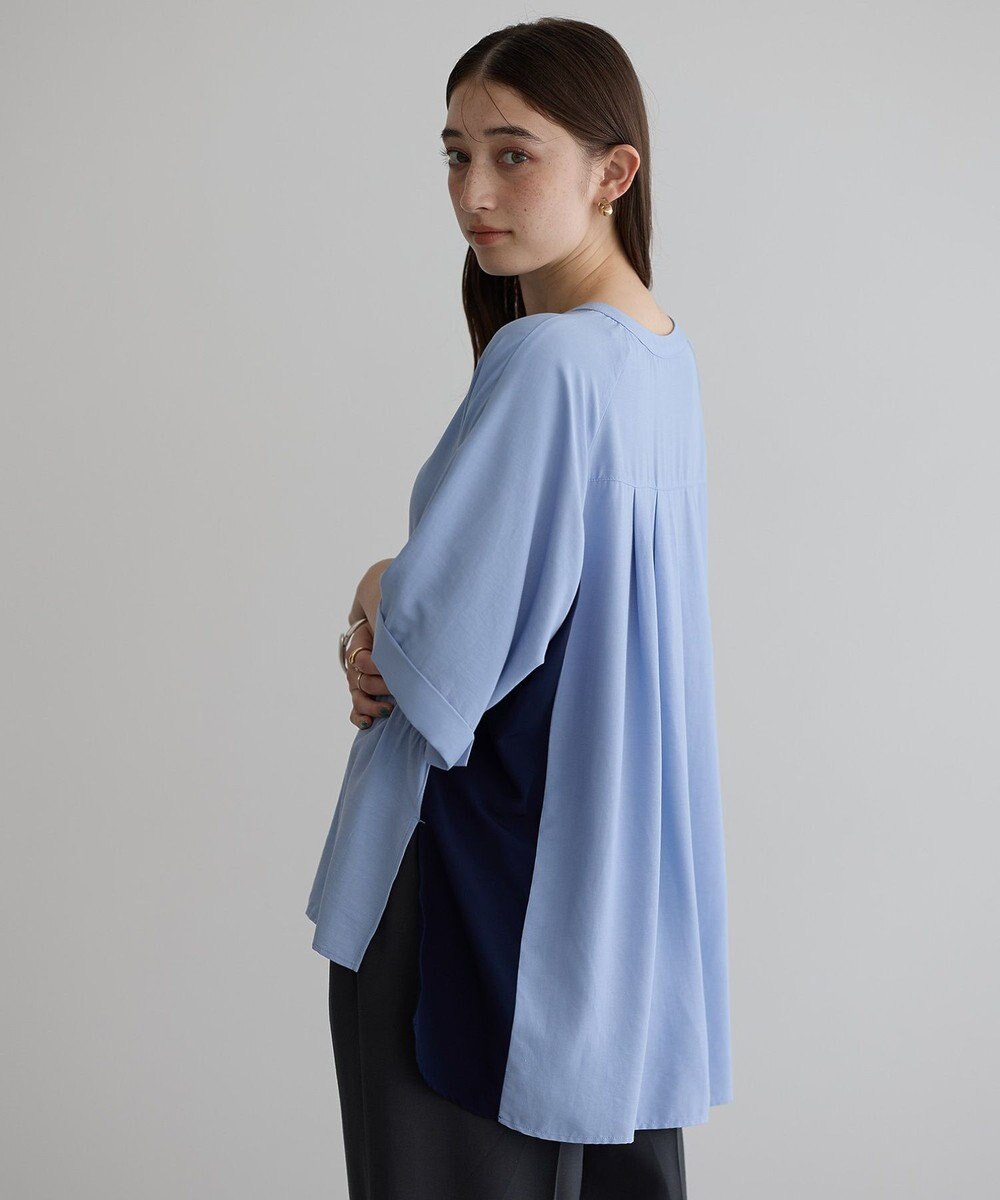 YECCA VECCA ギャザーデザイン配色シャツ 