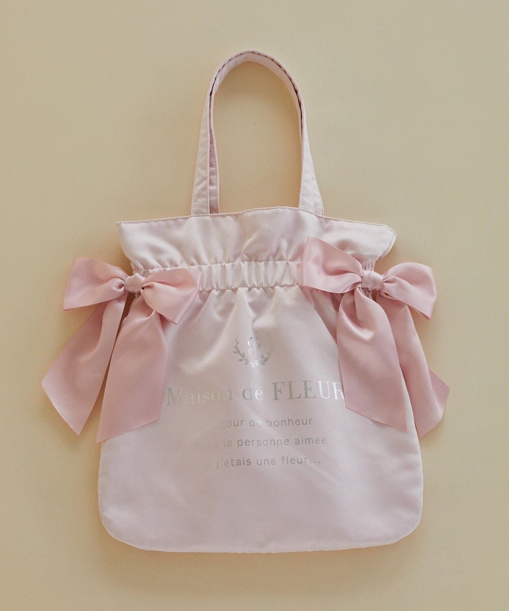 Maison de FLEUR ダブルリボンギャザートートバッグ 