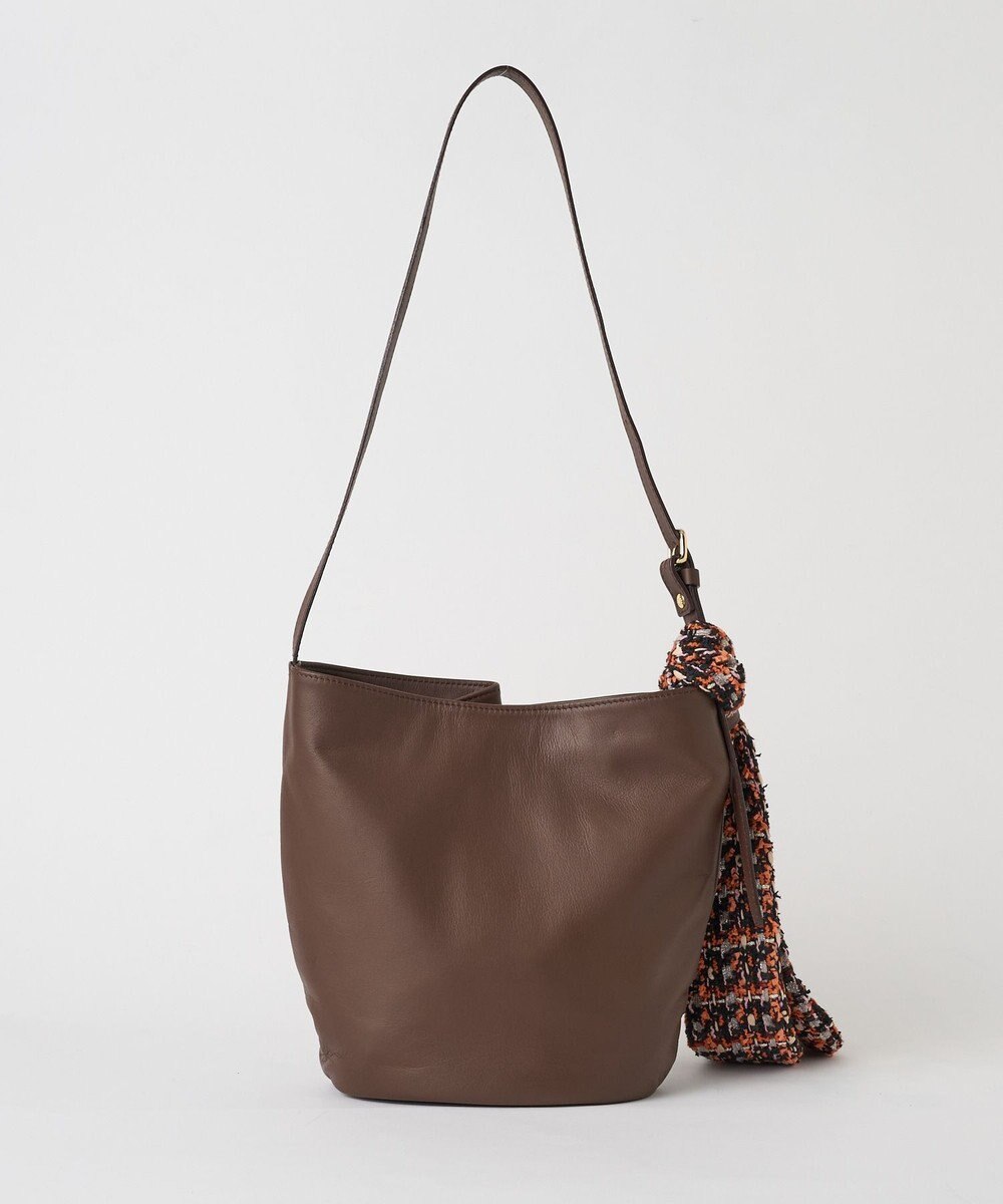 russet ツイードスカーフ付きレザー2WAYショルダーバッグ(CE-1632) 