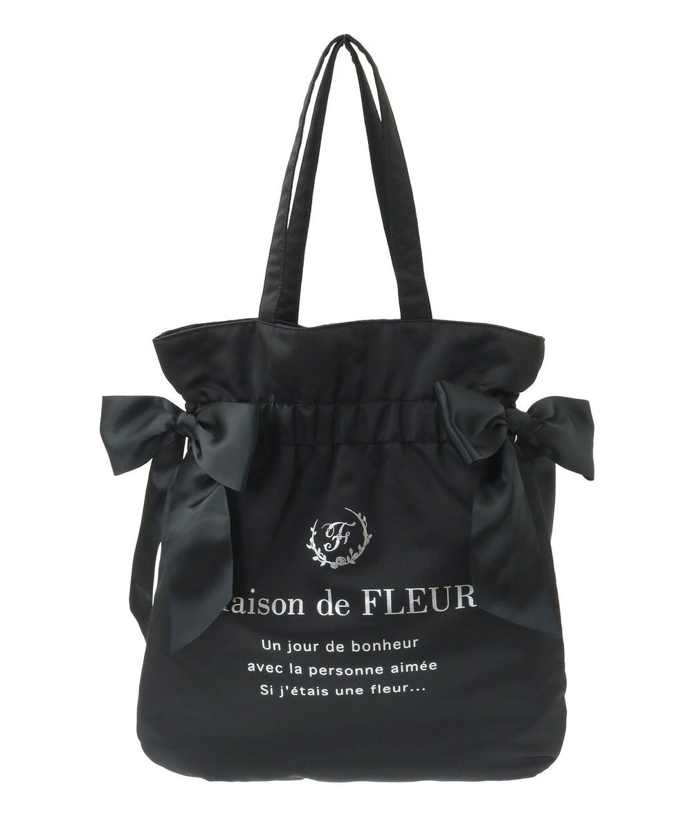 Maison de FLEUR ダブルリボンギャザートートバッグ 
