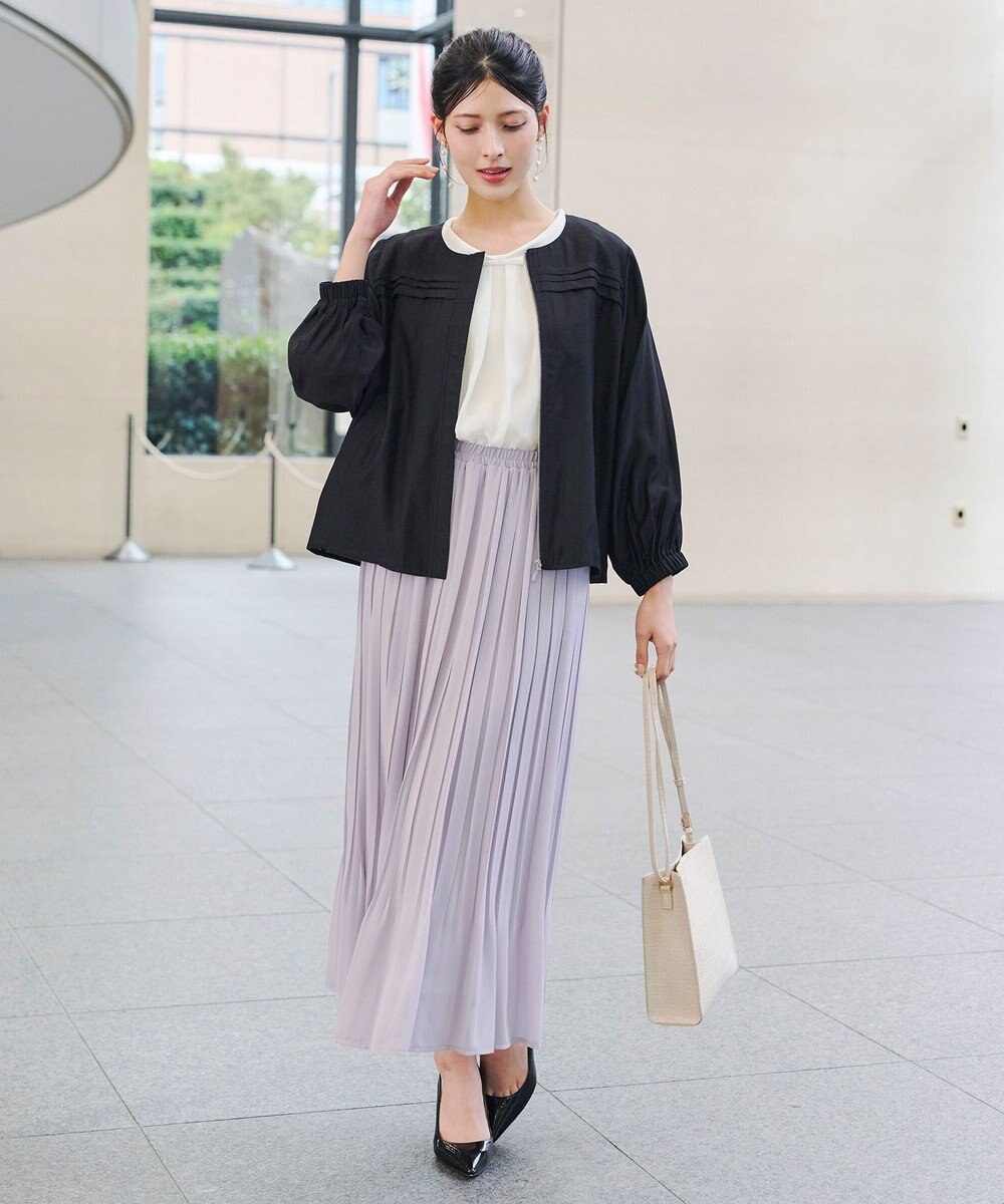 Tiaclasse L 【洗える】リボンカラーパフスリーブブラウス 