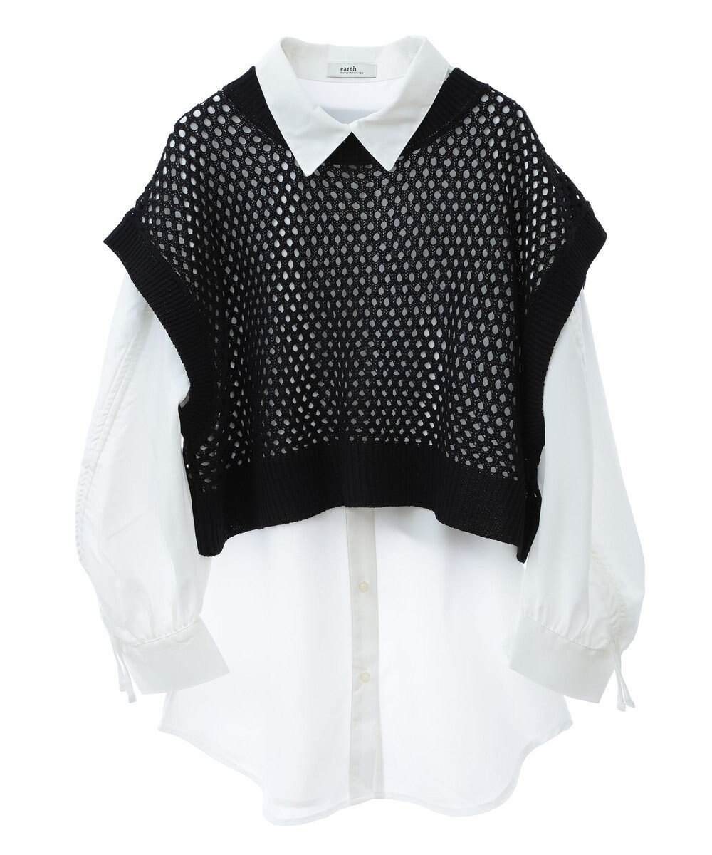 earth music&ecology ＳＥＴ２点メッシュベスト＋シャツ 