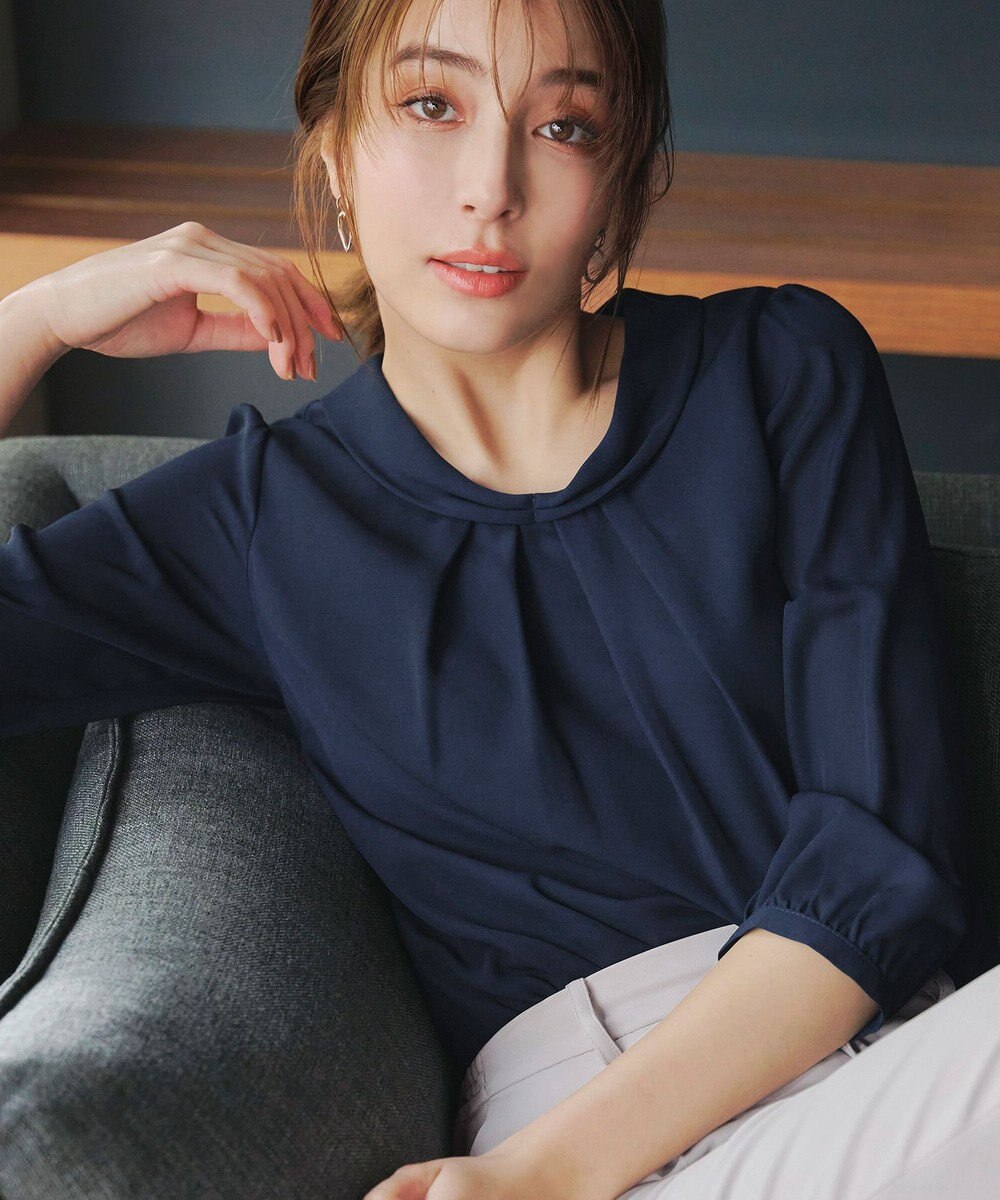 Tiaclasse L 【洗える】リボンカラーパフスリーブブラウス 