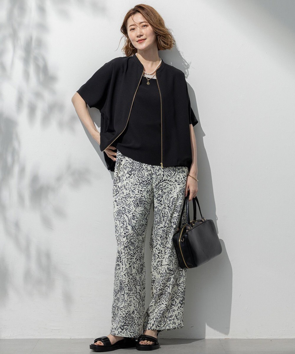 23区 【洗える】アンティークフラワープリント ワイド パンツ 