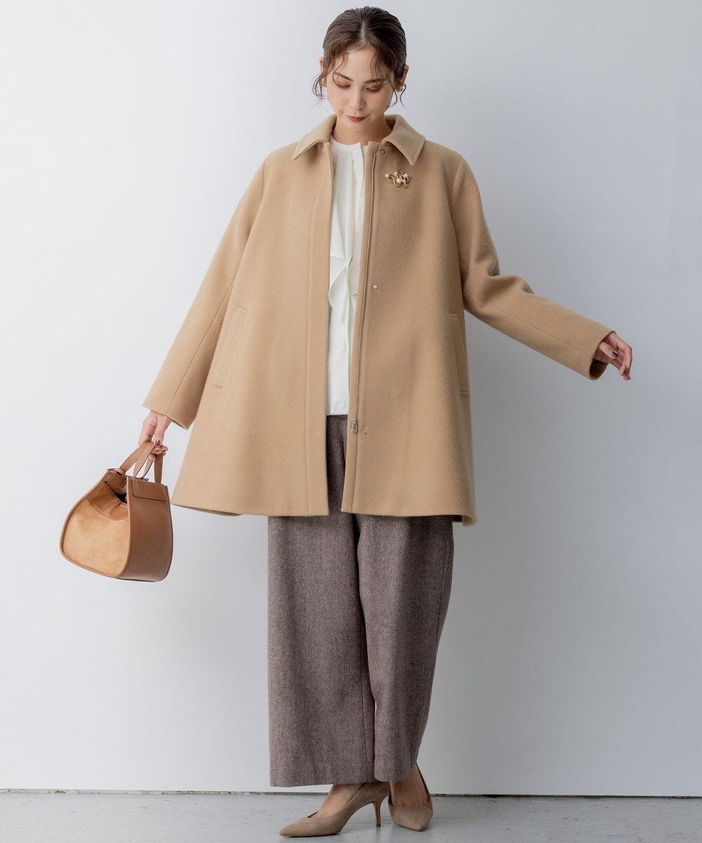 組曲 L ショートビーバー ステンカラー コート 