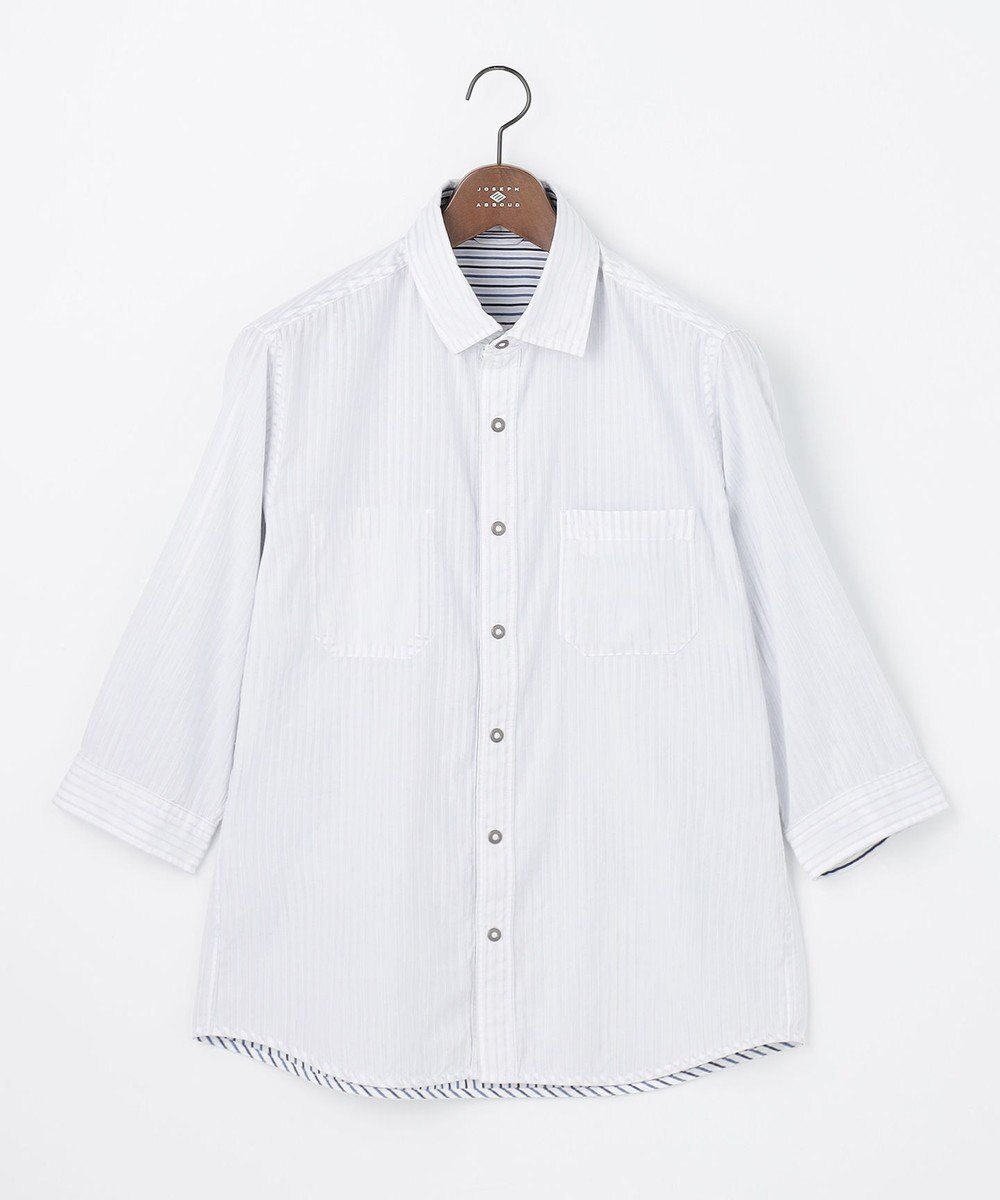 JOSEPH ABBOUD 【キングサイズ・2WAY】リバーシブルストライプ 七分袖 シャツ 