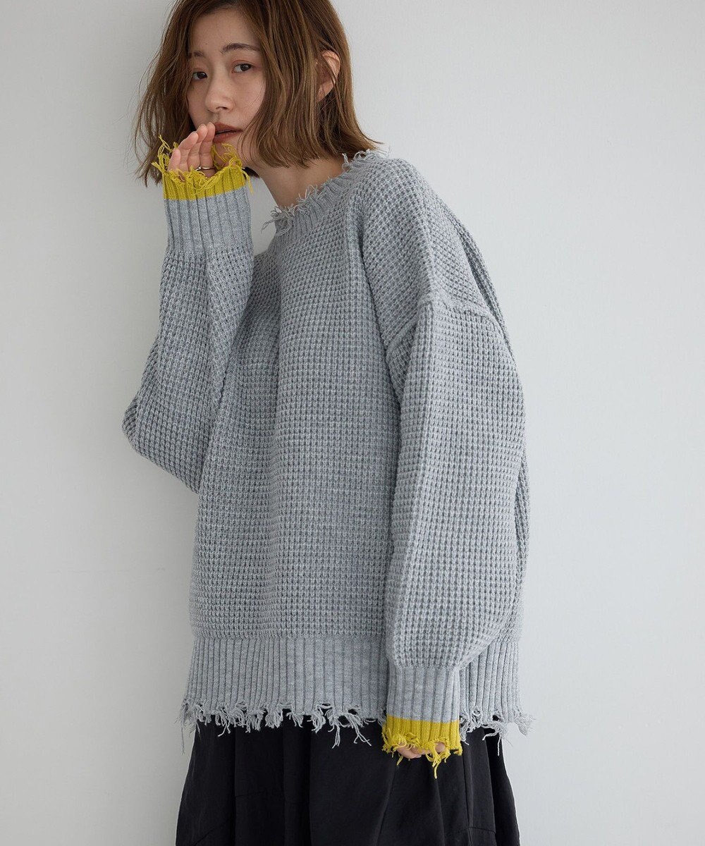 YECCA VECCA ダメージルーズニット 