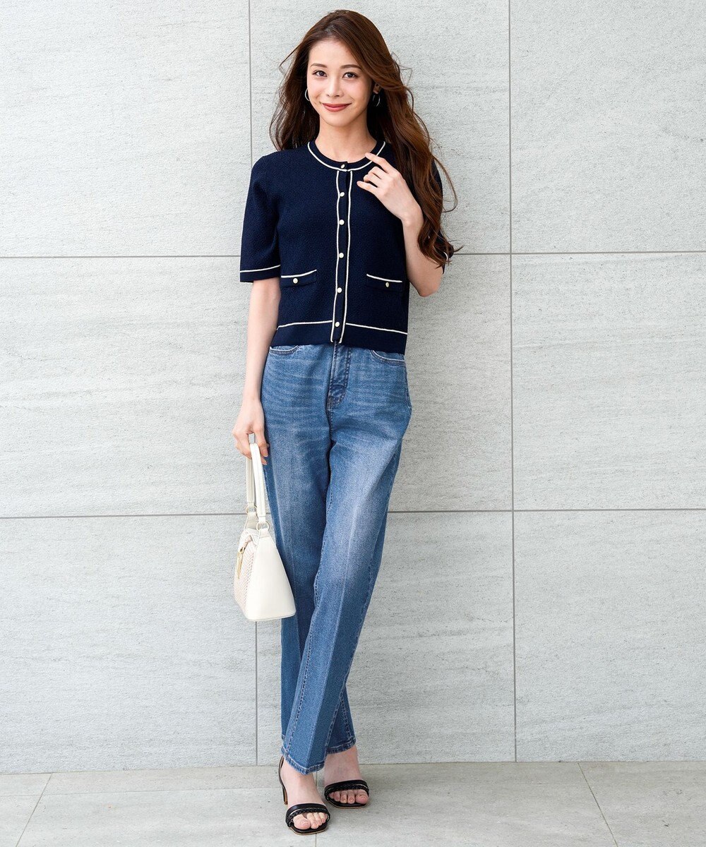 ANY SIS センタープレスセミフレア デニム 