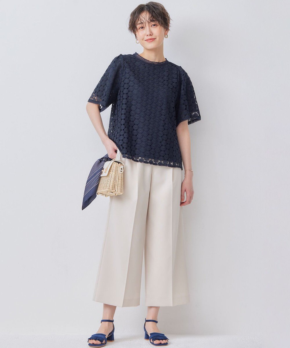 組曲 L フラワーレース半袖ブラウス 