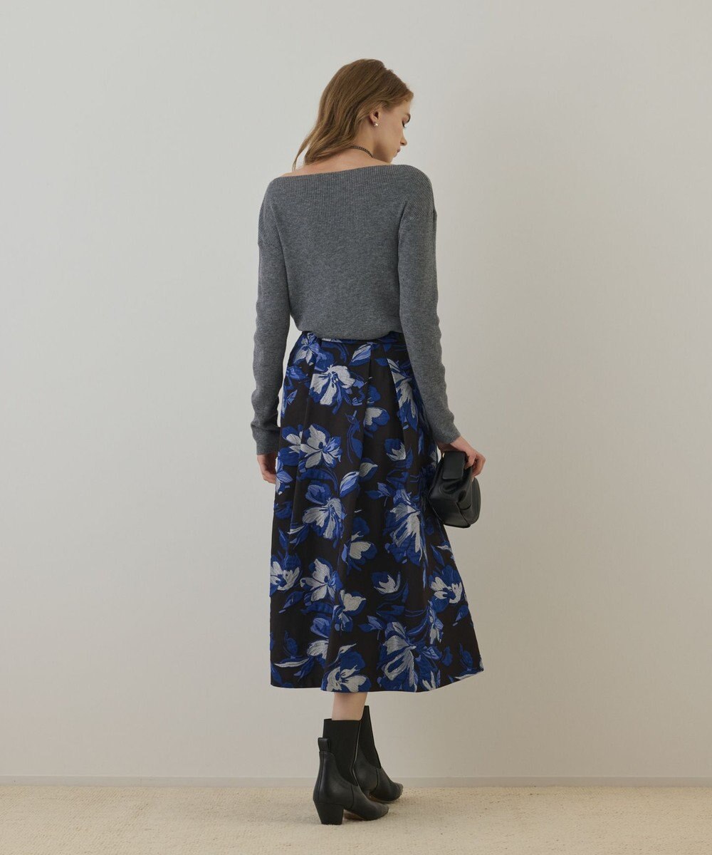 GRACE CONTINENTAL ラメフラワージャガードスカート 