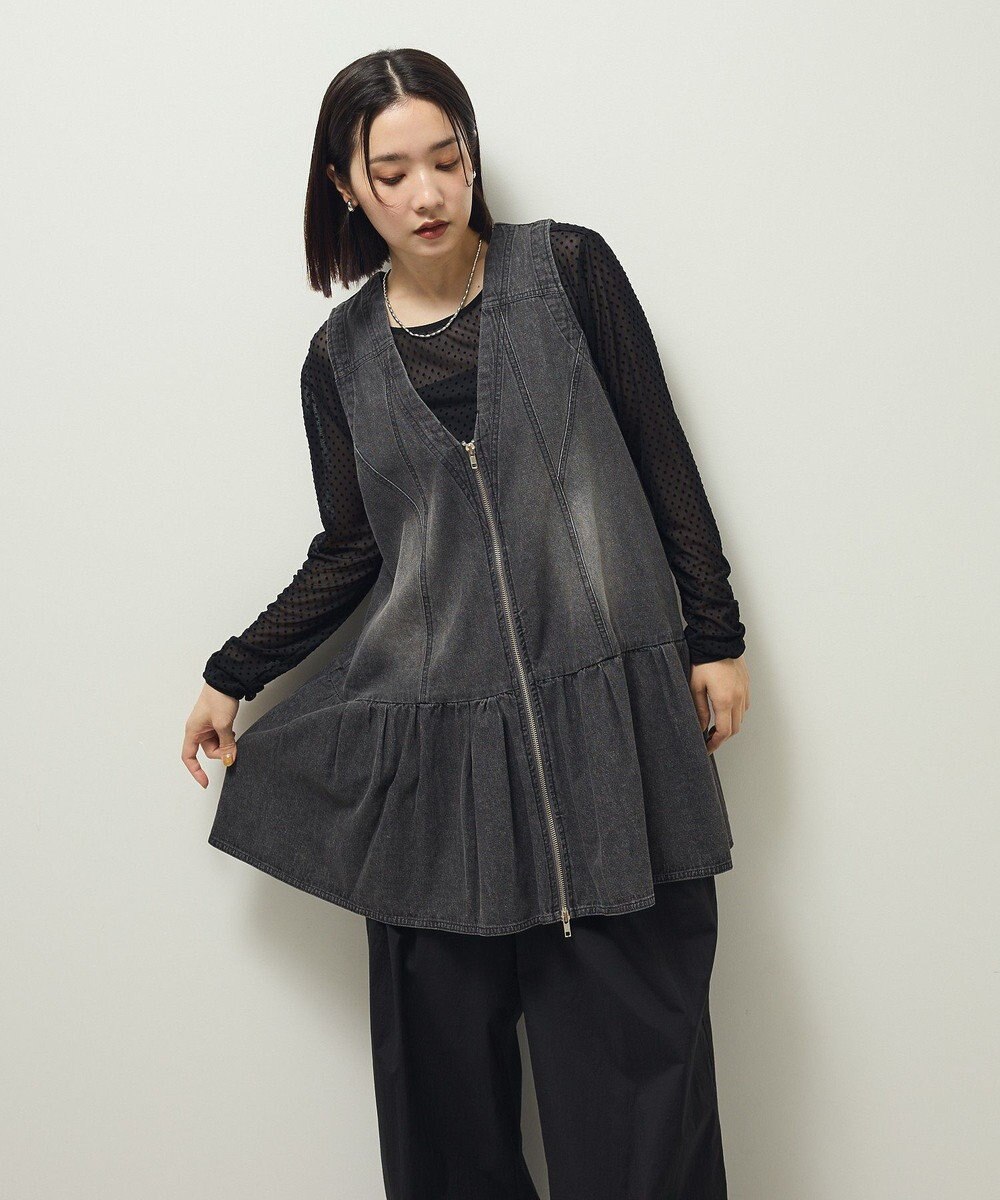 Green Parks ・ＳＵＧＡＲ　ＳＰＯＯＮ　Ｗ－ＺＩＰデニムミニワンピ 