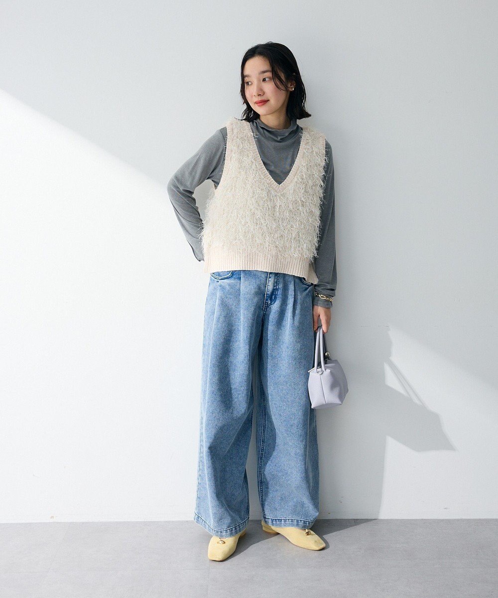 Green Parks ラメ入り毛足ニットベスト 