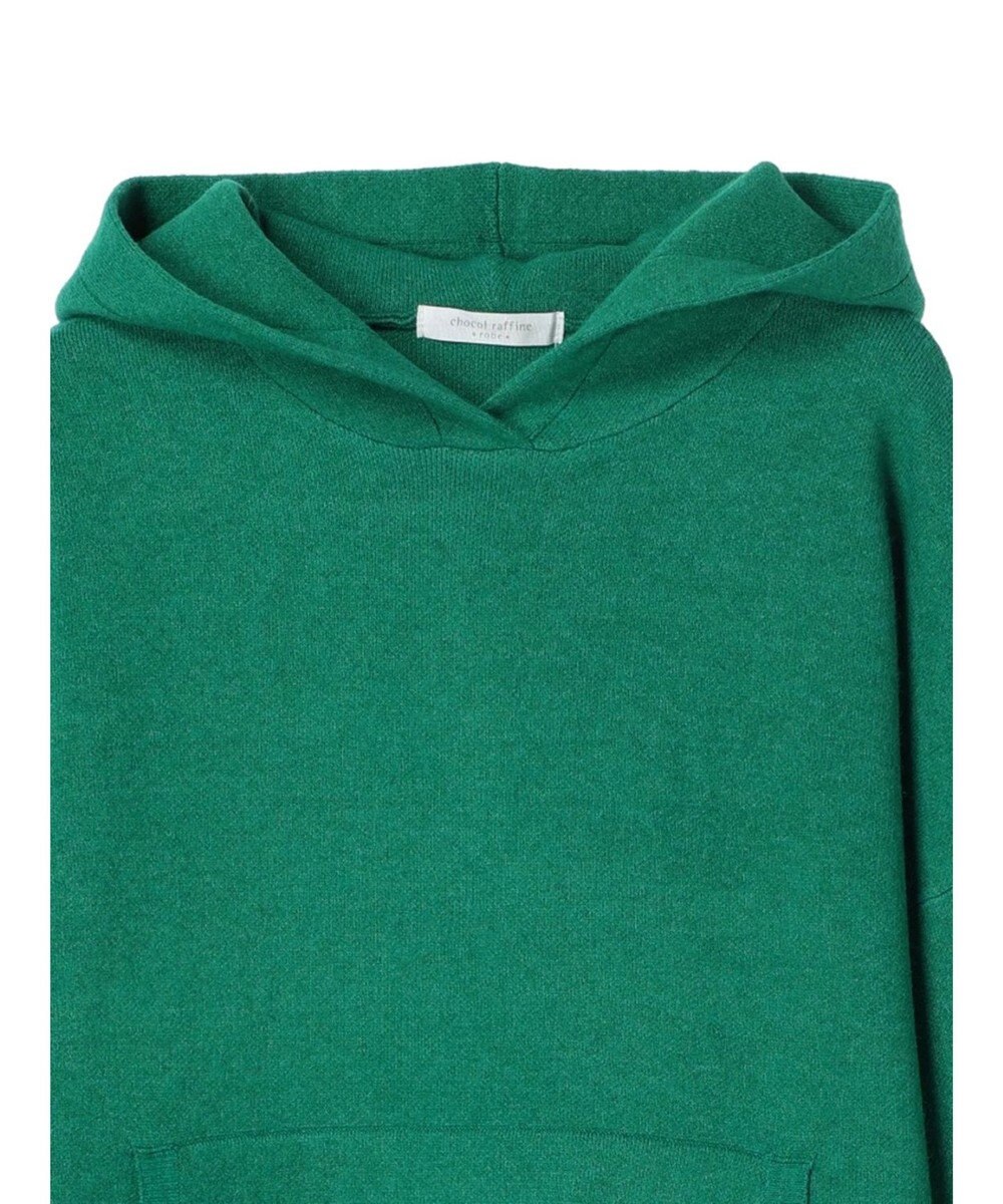 Green Parks スウェット風フード付ニットプルオーバー 