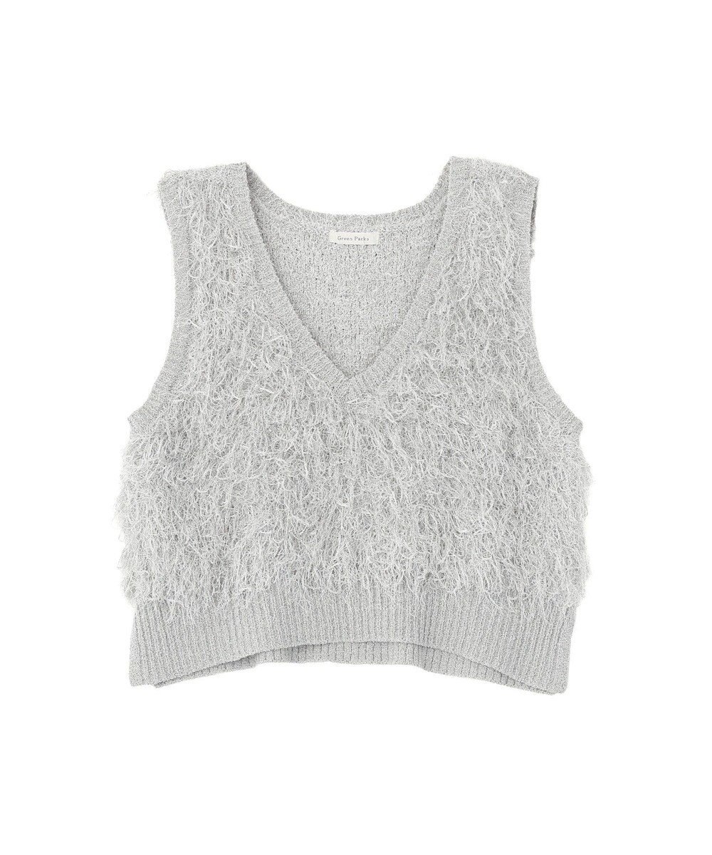 Green Parks ラメ入り毛足ニットベスト 