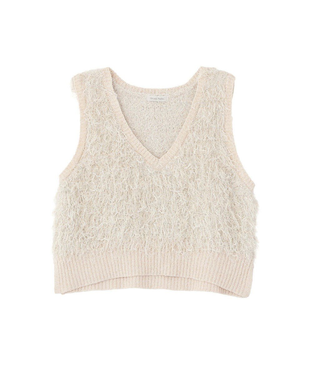 Green Parks ラメ入り毛足ニットベスト 