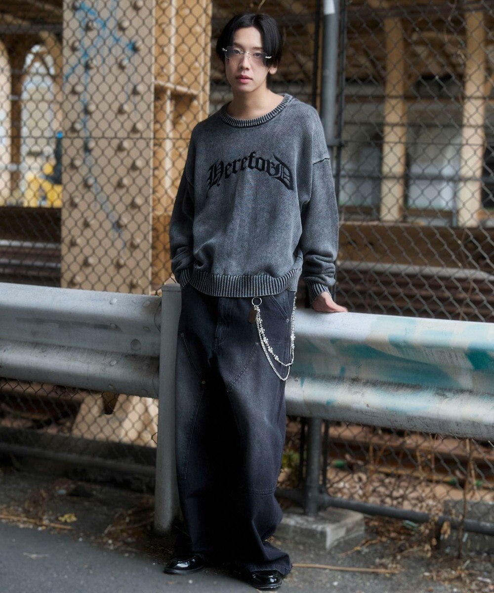 WEGO ブリーチニットグラフィックプルオーバー 