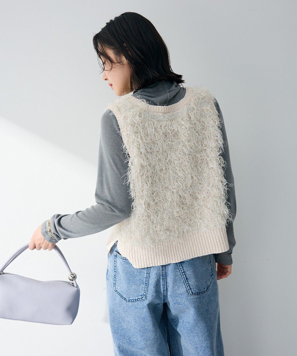 Green Parks ラメ入り毛足ニットベスト 