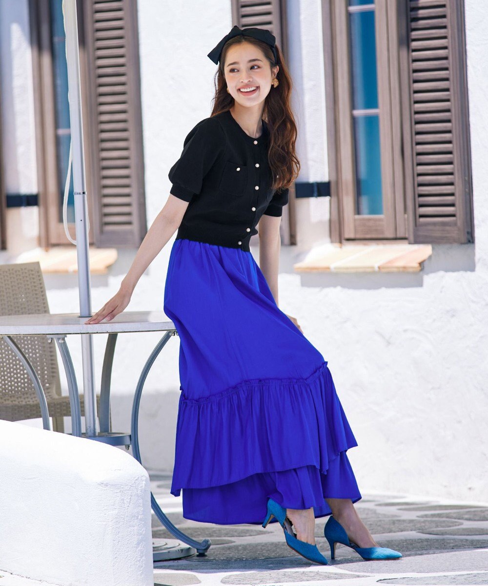 Tiaclasse 【洗える】ギャザーフリルティアードスカート 