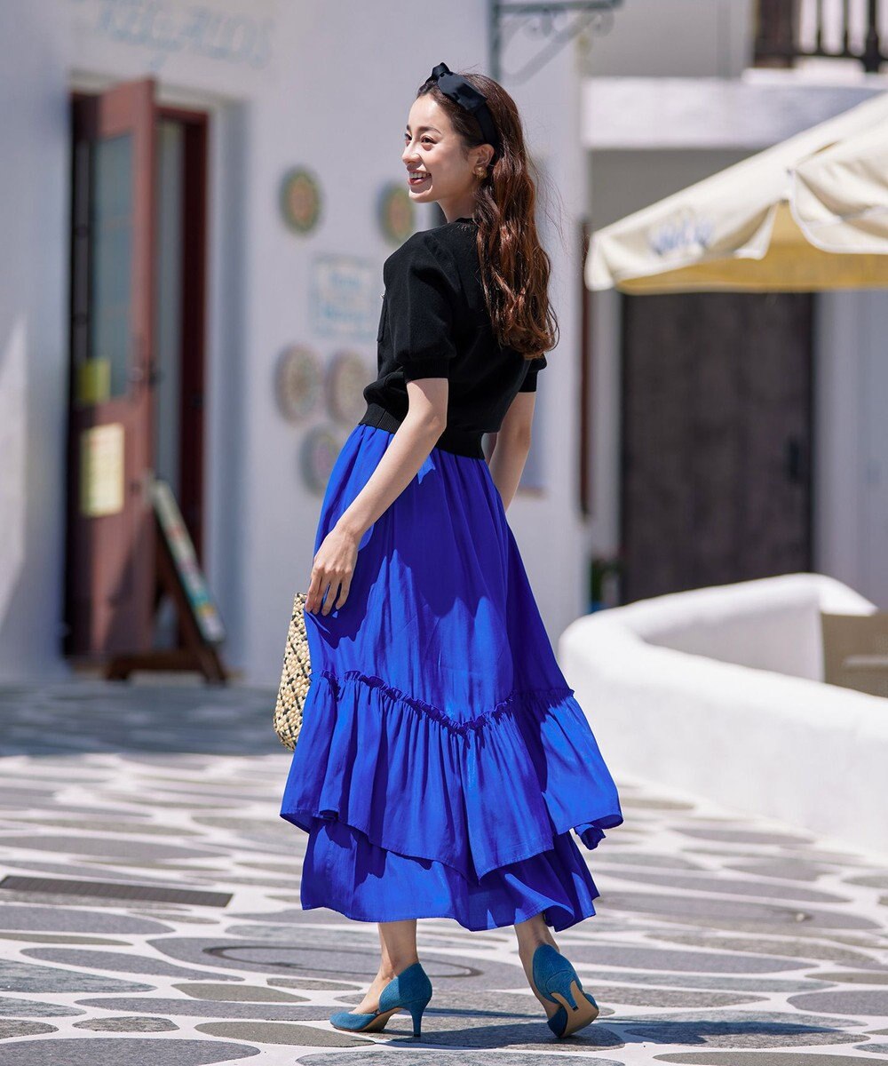 Tiaclasse 【洗える】ギャザーフリルティアードスカート 