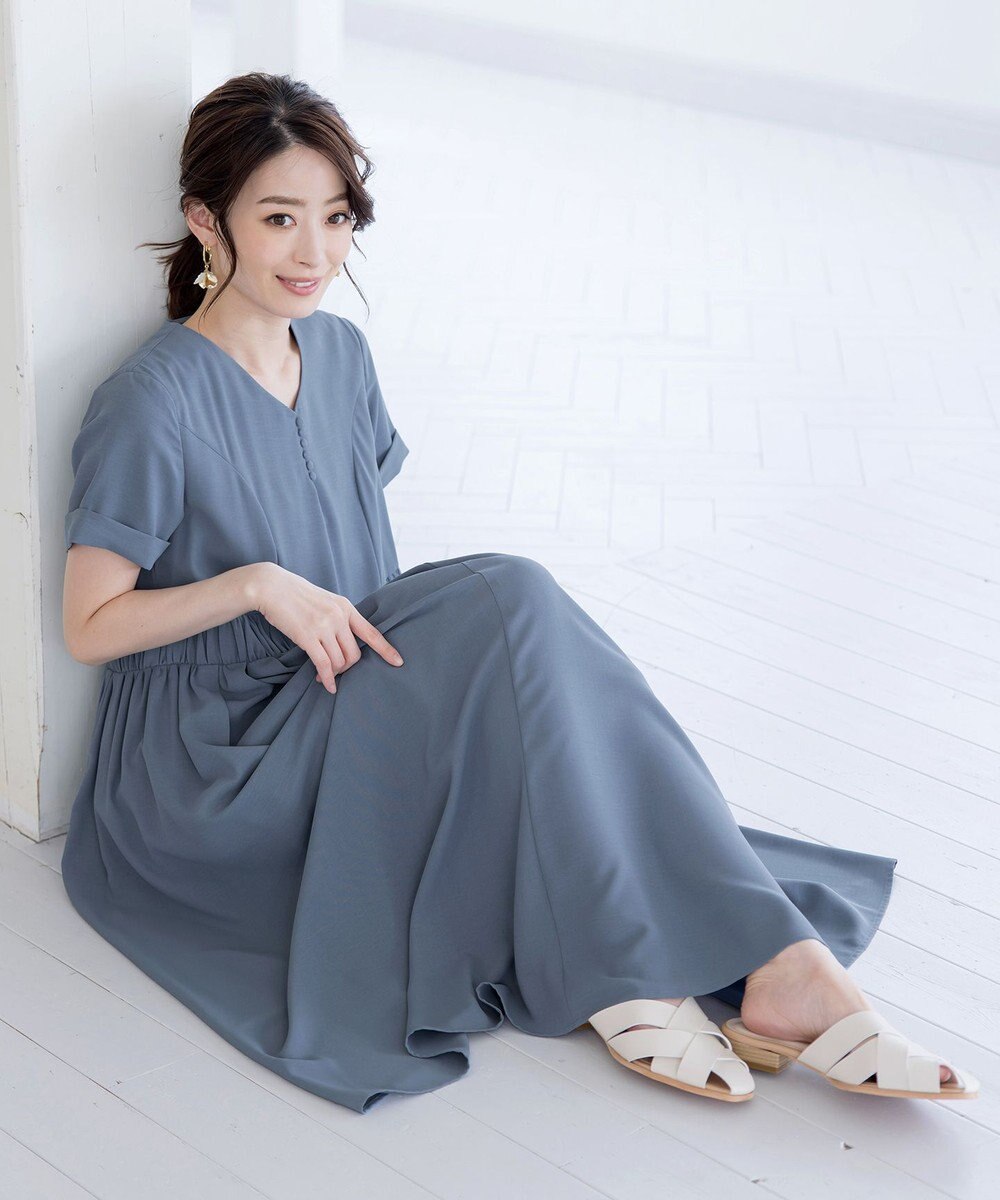 Tiaclasse 【洗える】サイドギャザーワンピース 