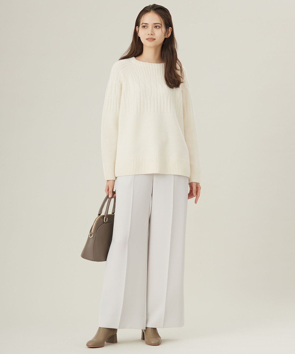 自由区 【洗える】ウールカシミヤブレンドケーブル ニット 