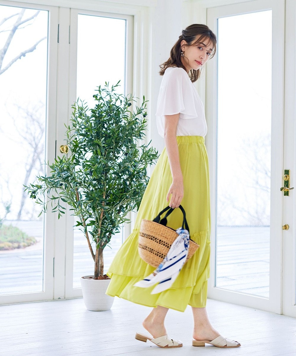 Tiaclasse 【洗える】ギャザーフリルティアードスカート 