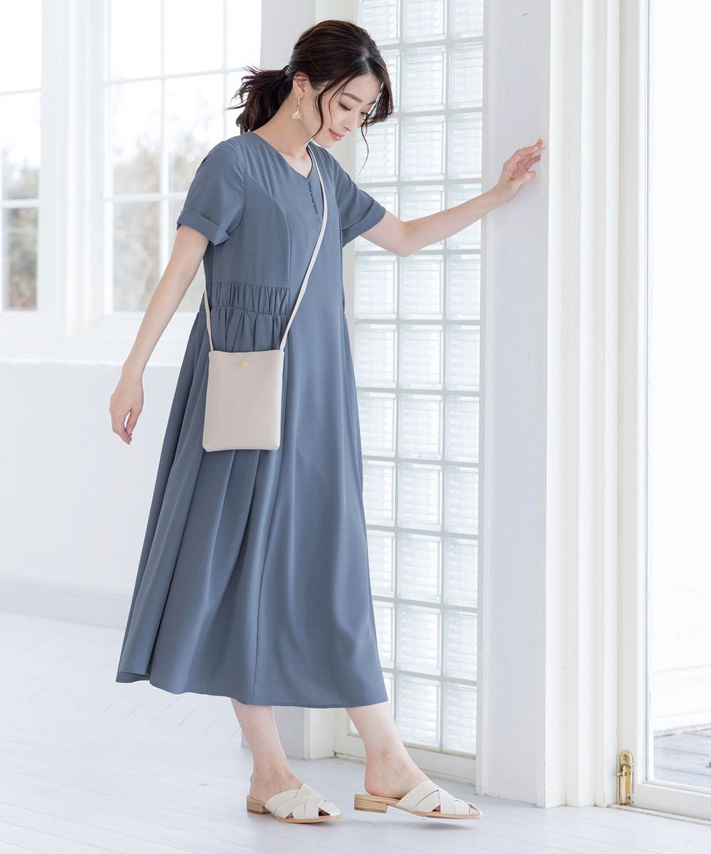 Tiaclasse 【洗える】サイドギャザーワンピース 