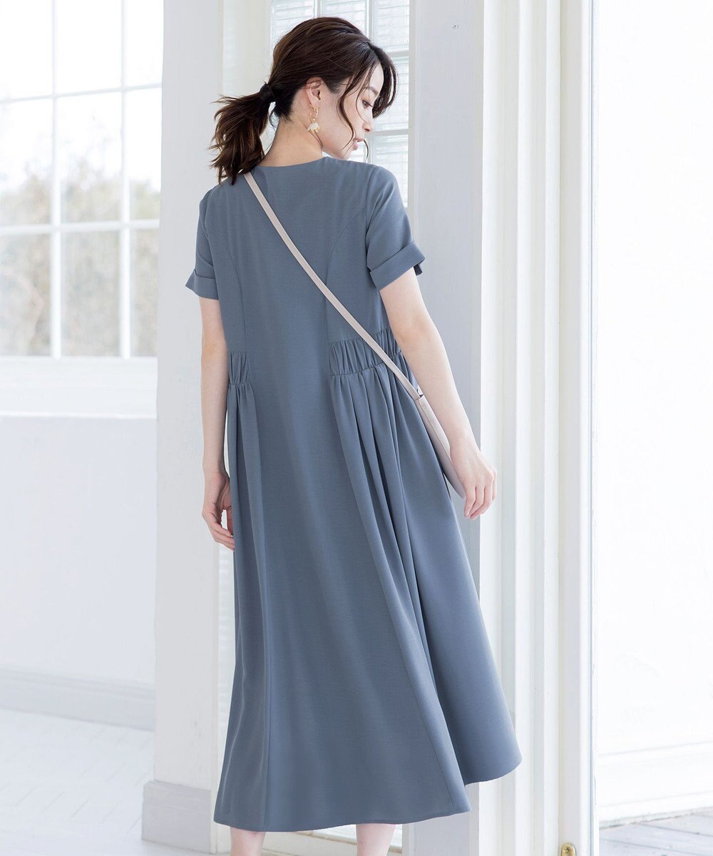 Tiaclasse 【洗える】サイドギャザーワンピース 