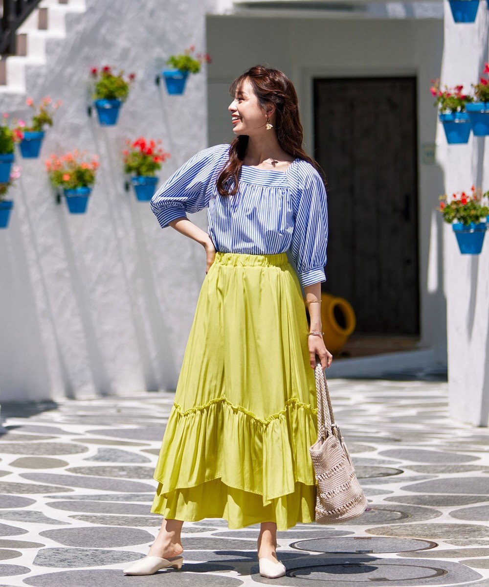 Tiaclasse 【洗える】ギャザーフリルティアードスカート 