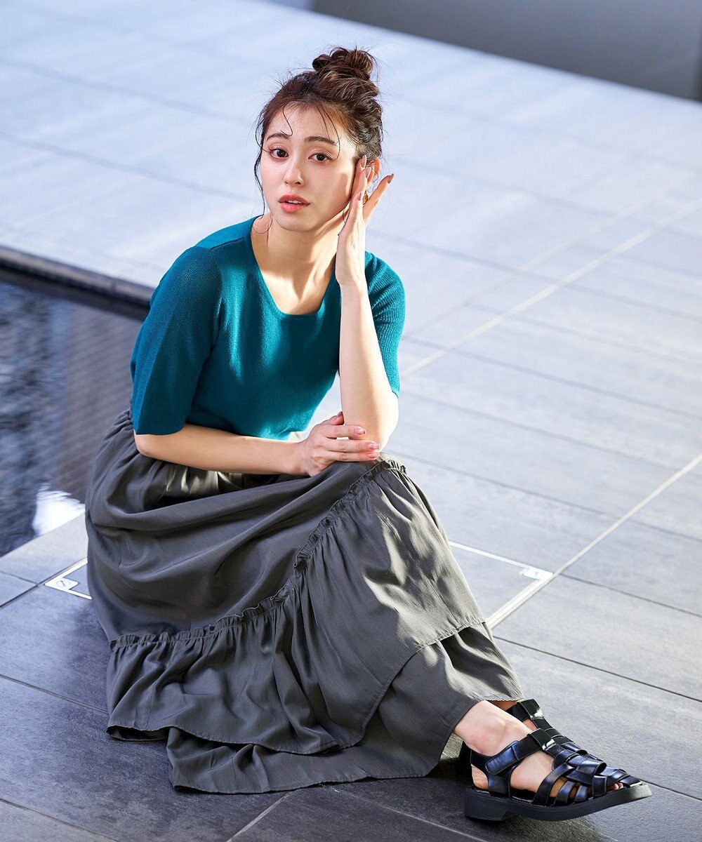 Tiaclasse 【洗える】ギャザーフリルティアードスカート 