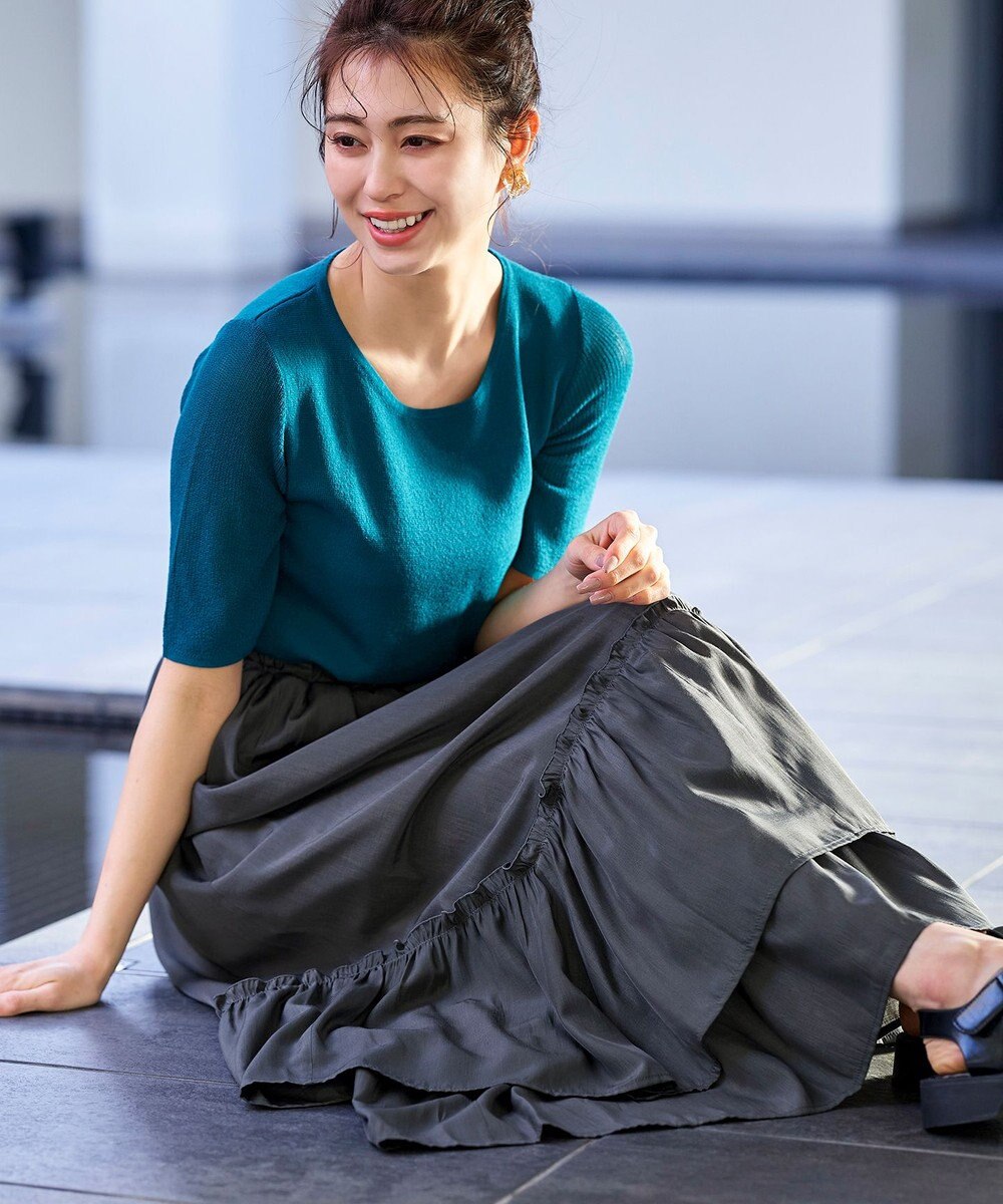 Tiaclasse 【洗える】ギャザーフリルティアードスカート 