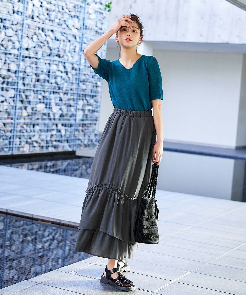 Tiaclasse 【洗える】ギャザーフリルティアードスカート 