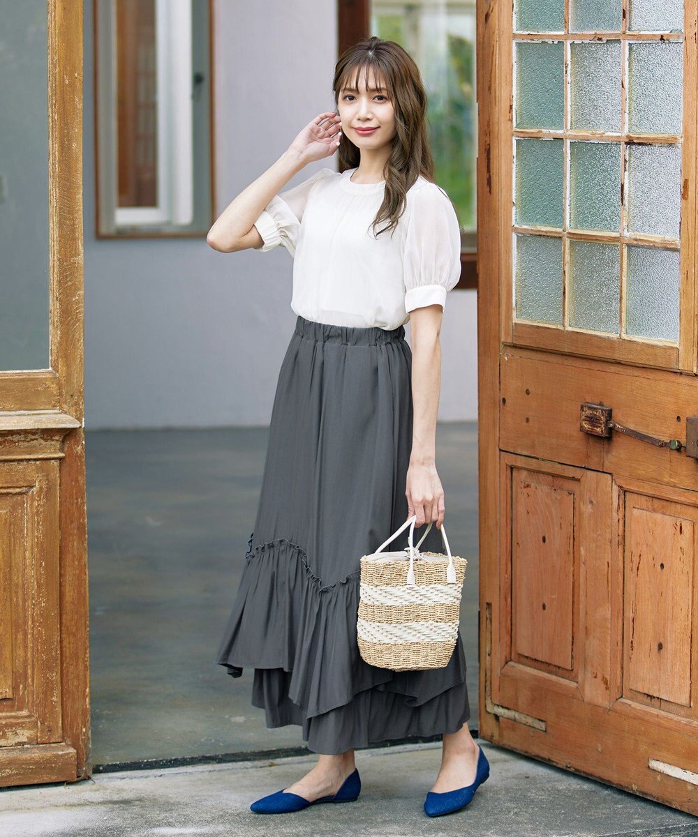 Tiaclasse 【洗える】ギャザーフリルティアードスカート 