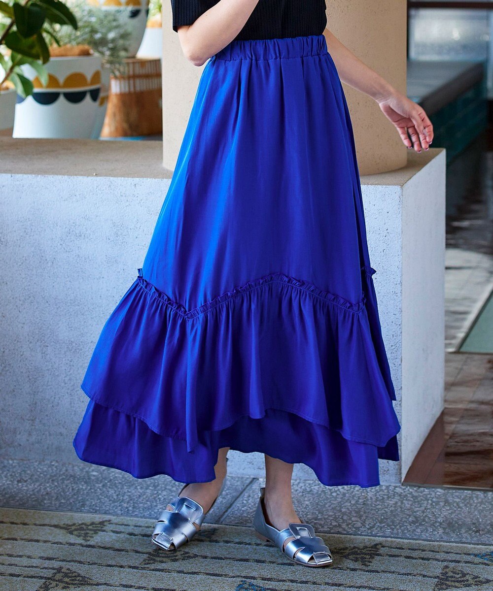 Tiaclasse 【洗える】ギャザーフリルティアードスカート 