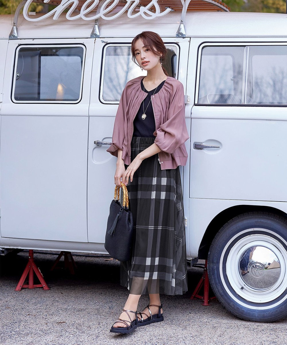 Tiaclasse 【小倉優子さん着用】チュールレースチェックスカート 