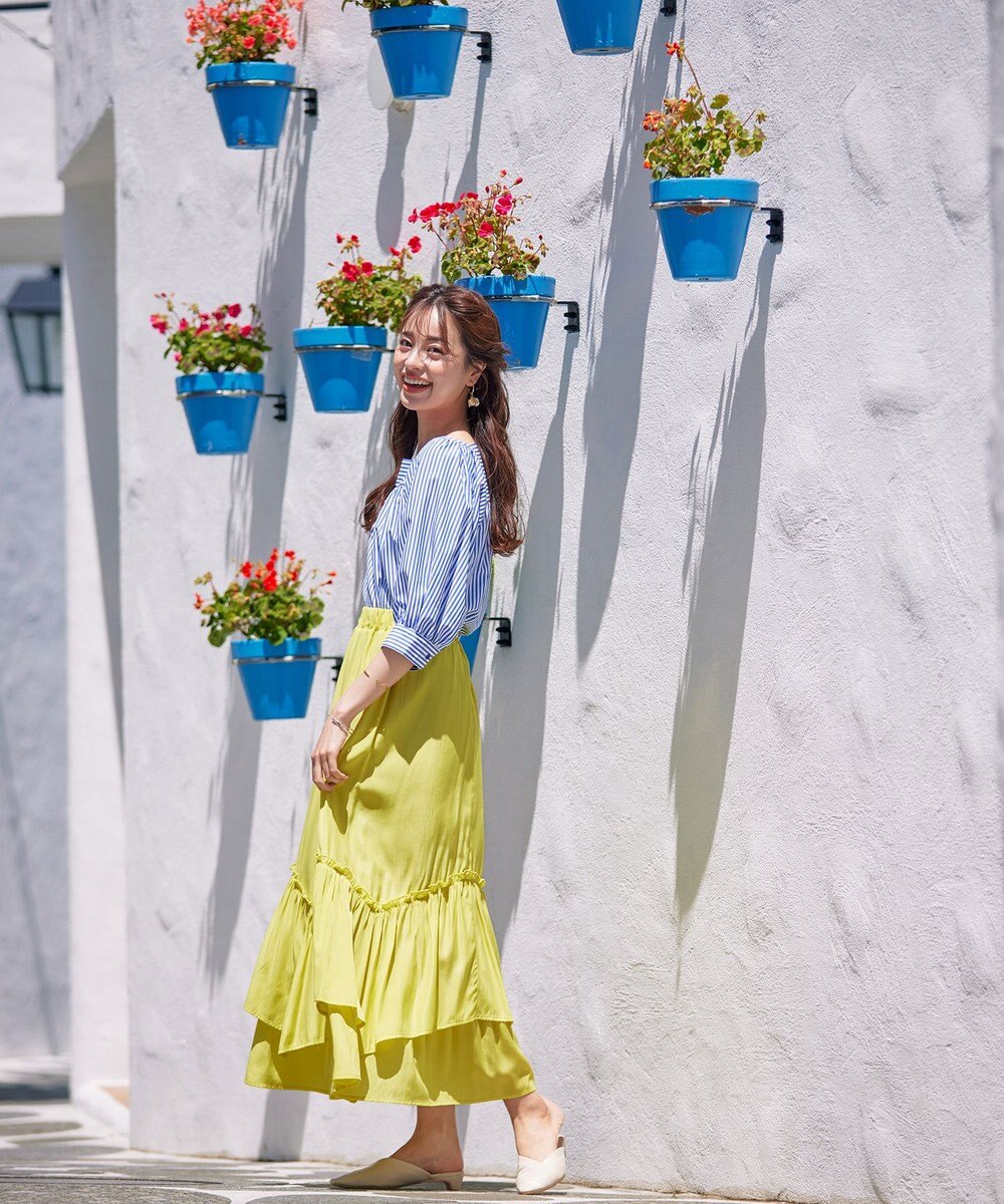 Tiaclasse 【洗える】ギャザーフリルティアードスカート 