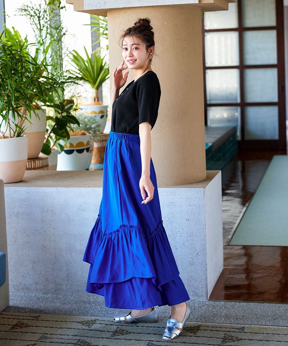 Tiaclasse 【洗える】ギャザーフリルティアードスカート 