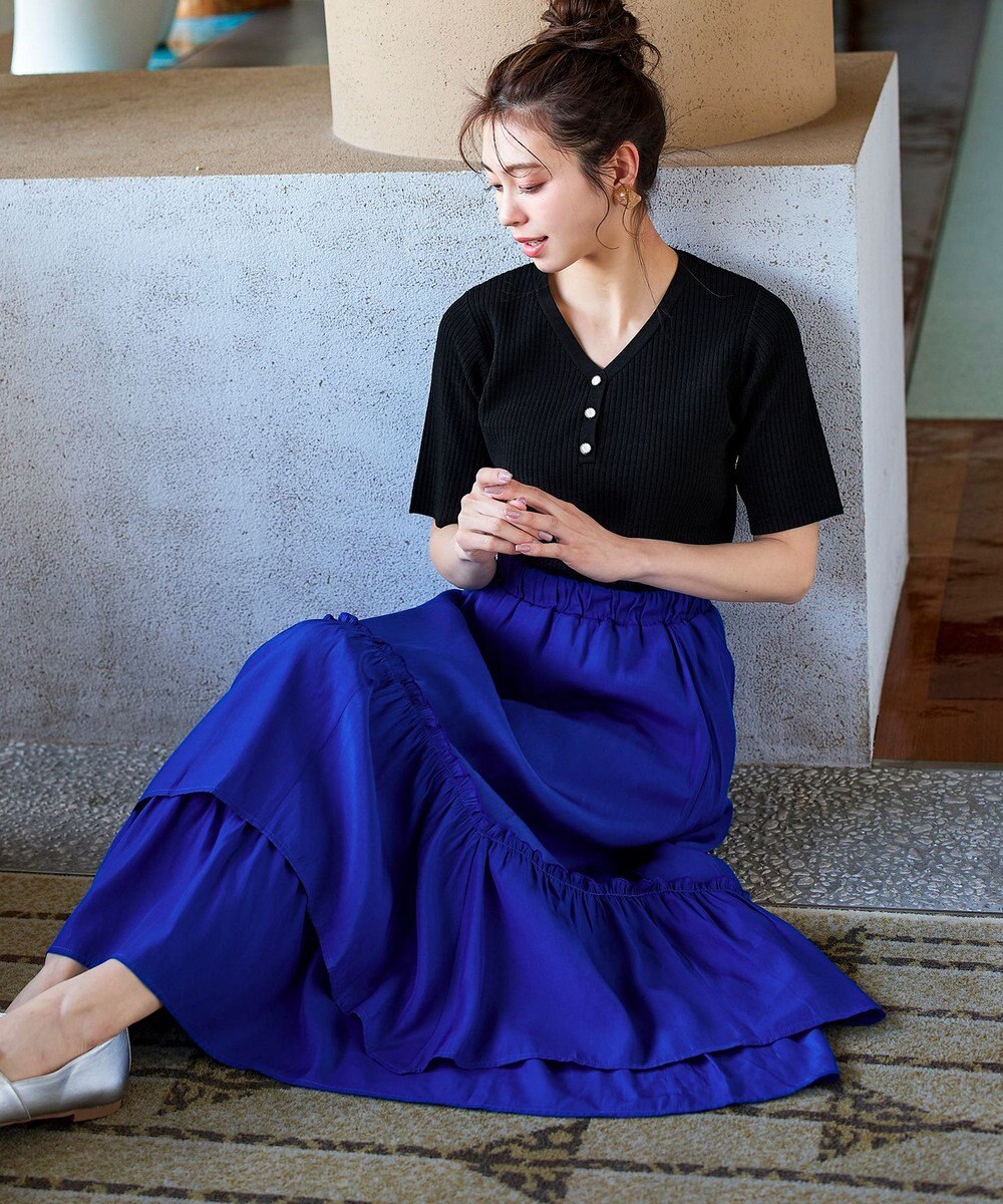 Tiaclasse 【洗える】ギャザーフリルティアードスカート 