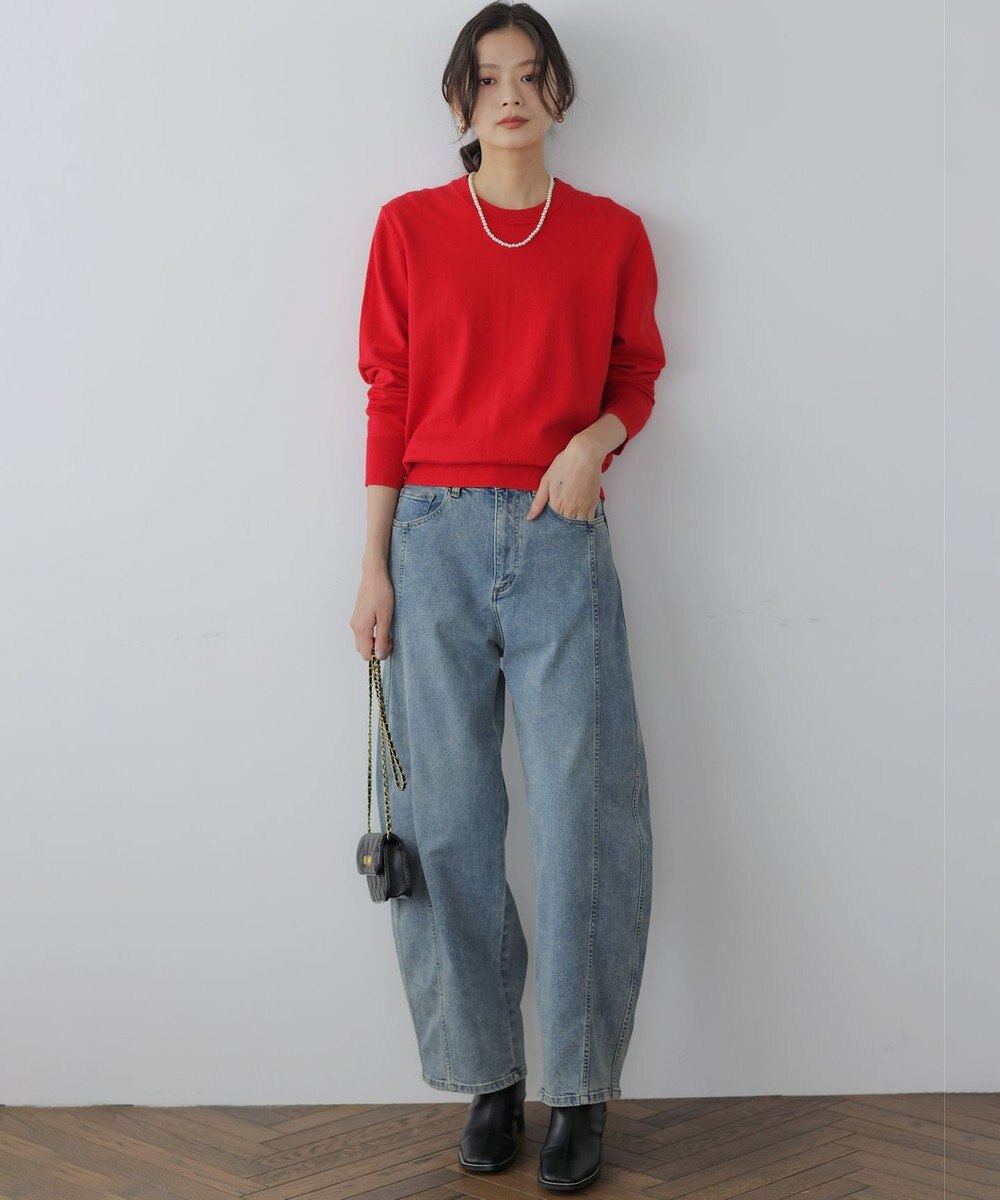 組曲 S 【加藤ローサさん着用】コットンカシミヤMIX刺繍入りニット 