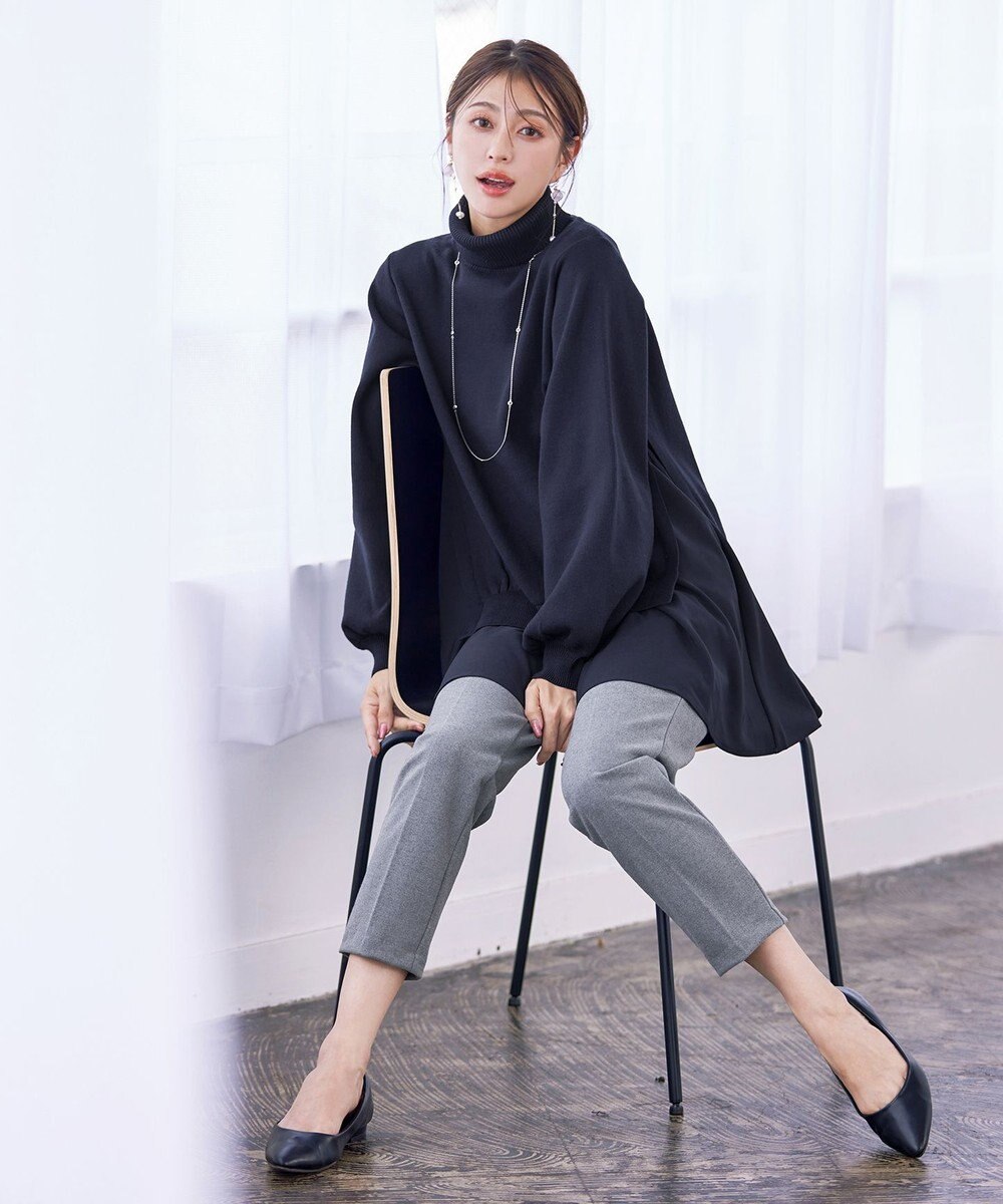 Tiaclasse L 【洗える】コンビフレアニットトップス 